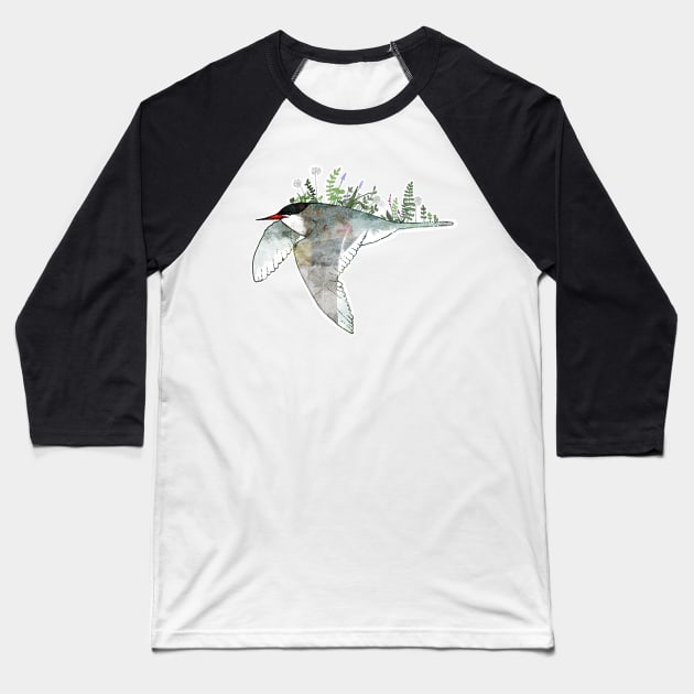 Arctic Tern Baseball T-Shirt by KatherineBlowerDesigns